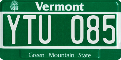 VT license plate YTU085