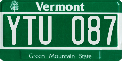 VT license plate YTU087