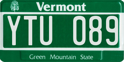 VT license plate YTU089