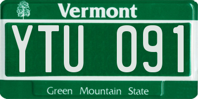 VT license plate YTU091