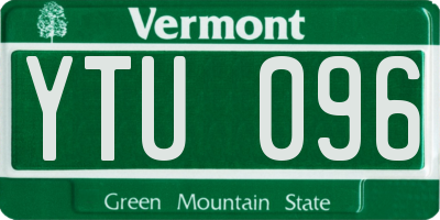 VT license plate YTU096