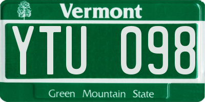 VT license plate YTU098