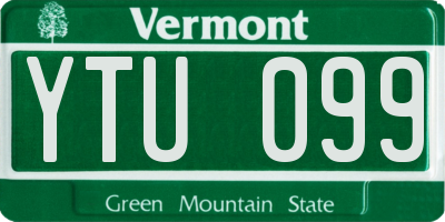 VT license plate YTU099