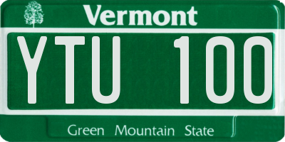 VT license plate YTU100