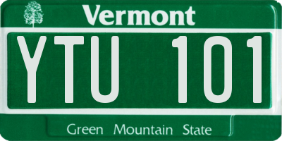 VT license plate YTU101