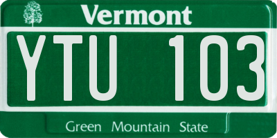 VT license plate YTU103