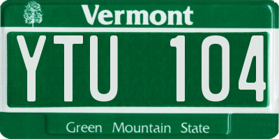 VT license plate YTU104
