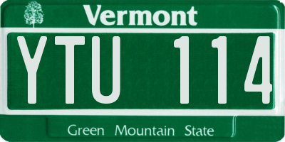 VT license plate YTU114