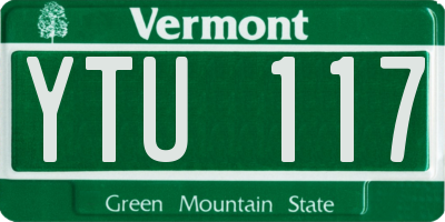 VT license plate YTU117