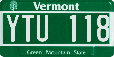 VT license plate YTU118