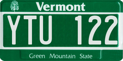 VT license plate YTU122