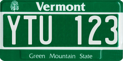 VT license plate YTU123