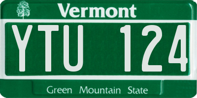 VT license plate YTU124