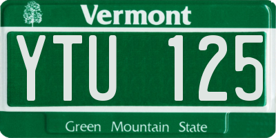 VT license plate YTU125