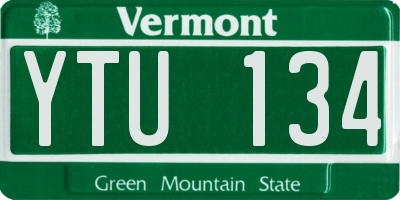 VT license plate YTU134