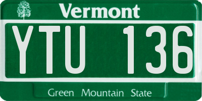 VT license plate YTU136