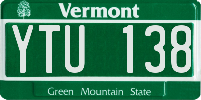 VT license plate YTU138