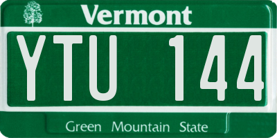 VT license plate YTU144