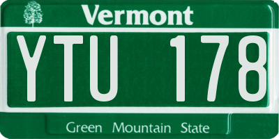 VT license plate YTU178