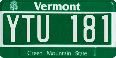VT license plate YTU181