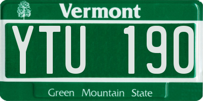 VT license plate YTU190