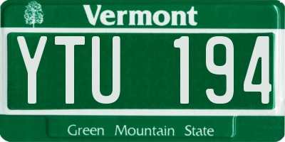 VT license plate YTU194