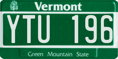 VT license plate YTU196