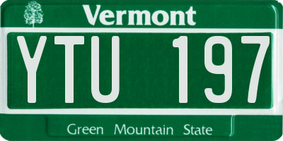 VT license plate YTU197