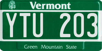 VT license plate YTU203