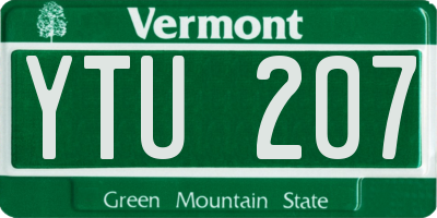 VT license plate YTU207