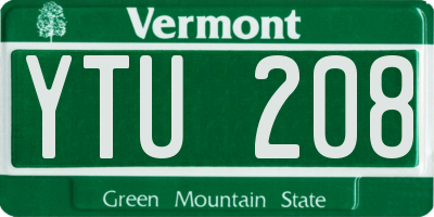 VT license plate YTU208