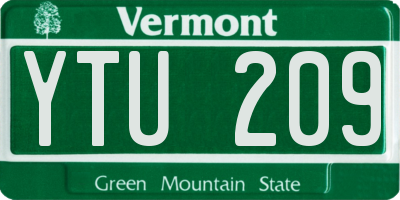 VT license plate YTU209