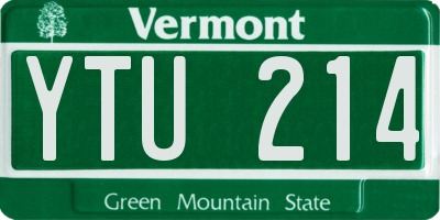 VT license plate YTU214
