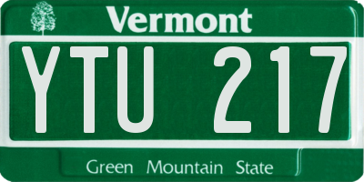 VT license plate YTU217