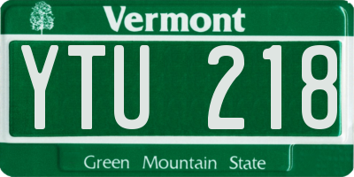 VT license plate YTU218
