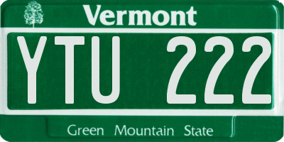 VT license plate YTU222