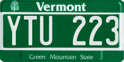 VT license plate YTU223