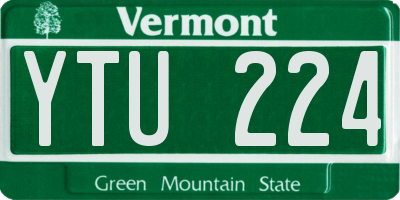 VT license plate YTU224