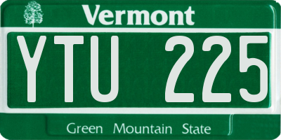 VT license plate YTU225