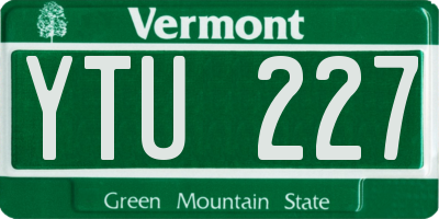 VT license plate YTU227