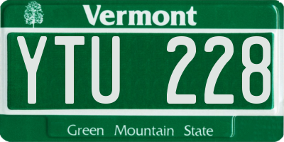 VT license plate YTU228