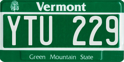 VT license plate YTU229
