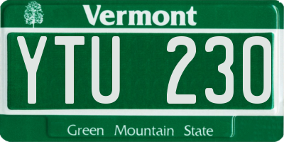 VT license plate YTU230