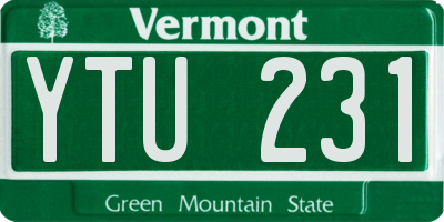 VT license plate YTU231