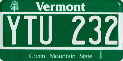 VT license plate YTU232