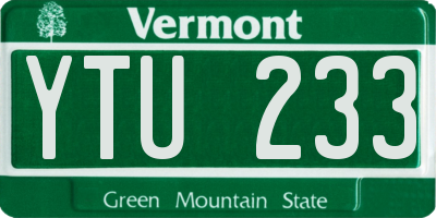VT license plate YTU233