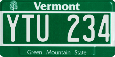 VT license plate YTU234