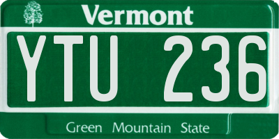 VT license plate YTU236