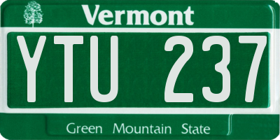 VT license plate YTU237