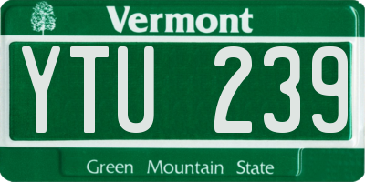 VT license plate YTU239